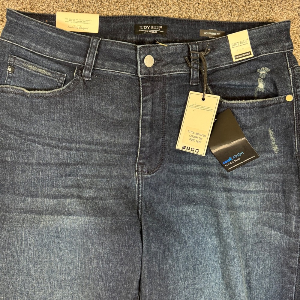 Judy Blue Cool Denim High Waist Boyfriend Jeans Dark Wash JB8114 DK Womens 16W